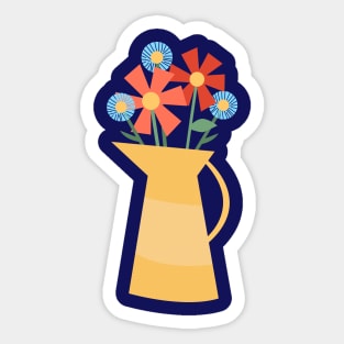 Geometrical flowers in a yellow vase Sticker